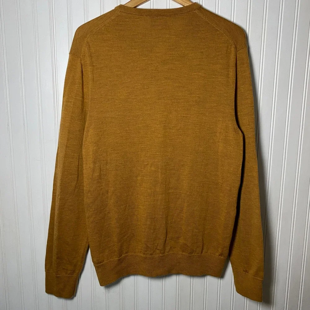 Calvin Klein 2XL Extra Fine Merino Wool Caramel Brown Preppy Minimalist Sweater